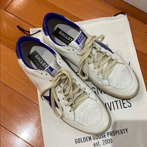 Golden Goose Ballstar White Sneakers with Blue Star Sneakers